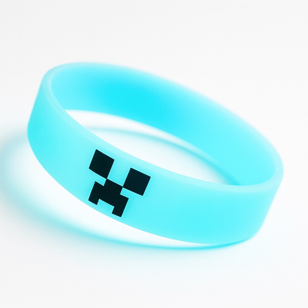 Браслет "Y2K Style Creeper" Minecraft, силиконовый, светящийся — фото 1