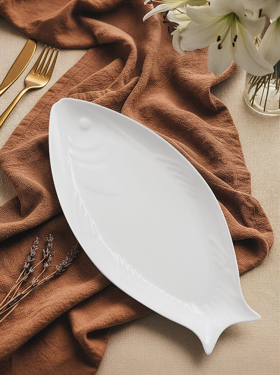 Блюдо, сервировочное 38,5х18х3 см Elan Gallery "Рыба", фарфор — фото 1