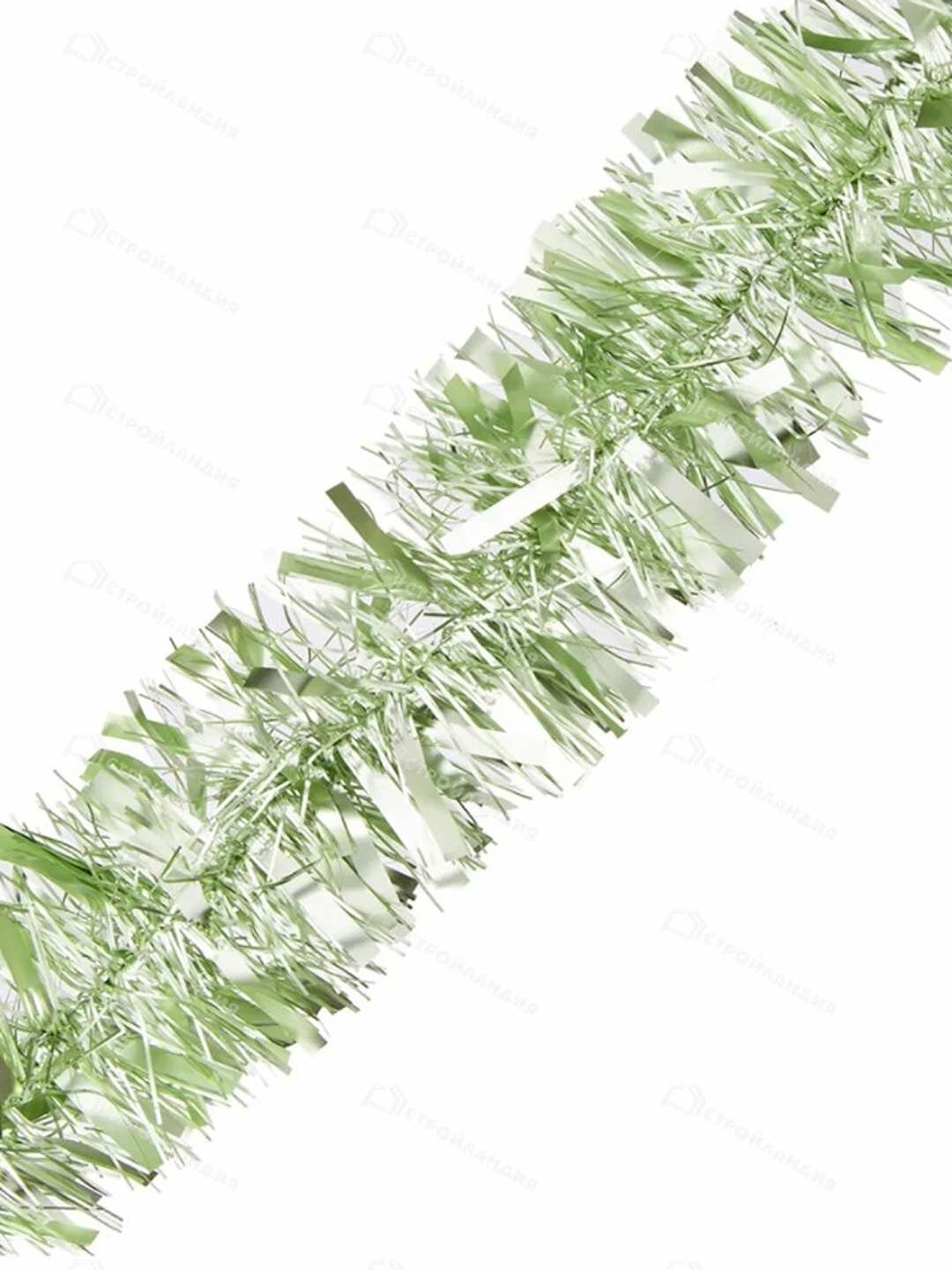 Светло-зелёная мишура, ПВХ, длиной 2,5 м и диаметром 9 см — яркое украшение для праздника.