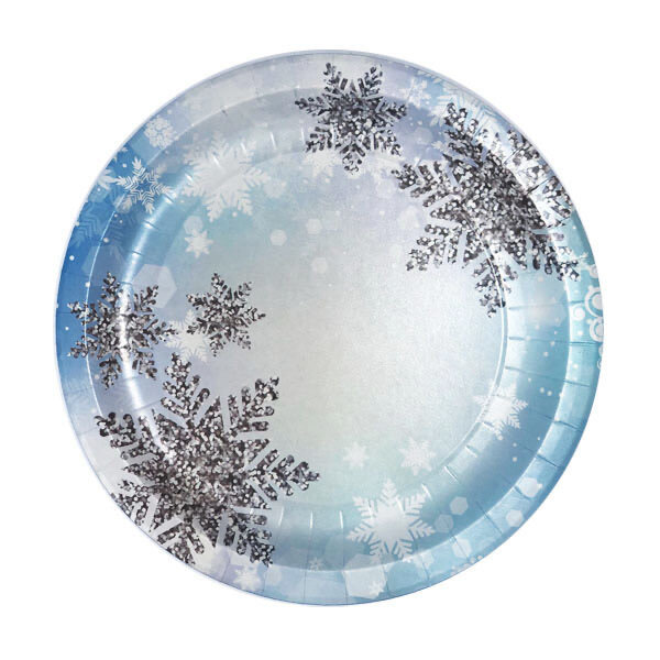 Тарелки бумажные новогодние "Снежинки" 23 см 6 шт