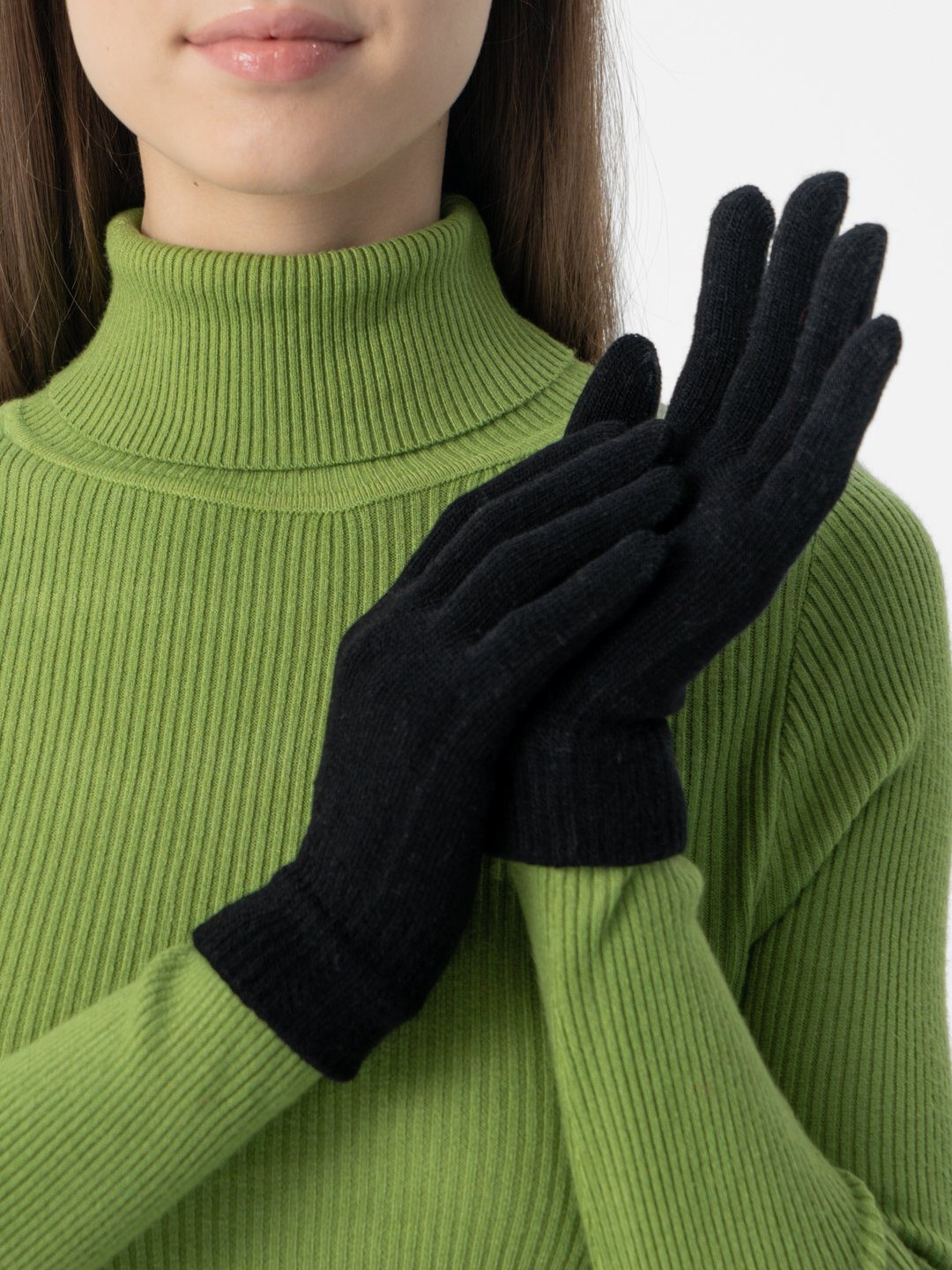 Перчатки  для девочек и женщин, размер 7.5, черный — фото 1