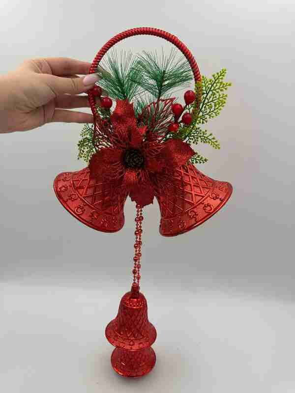 Новогоднее, декоративное укрошение на стену, дверь, ёлку Колокольчики 30см длинна 25 см ширирна