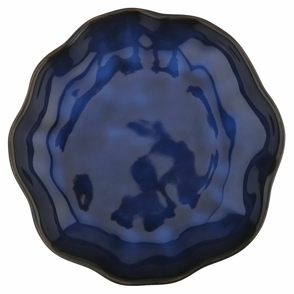 "Тихий океан" Тарелка глубокая керамическая д207мм, h45мм, 620мл, асимметричная форма, синий