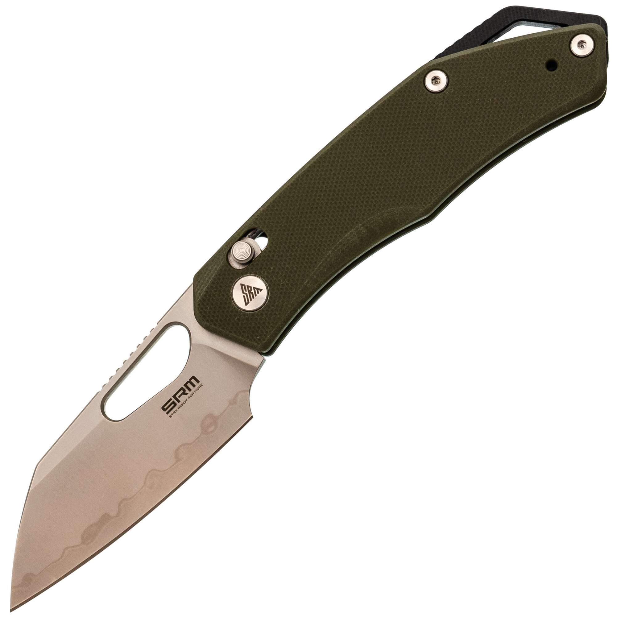 Складной нож SRM Cub, сталь Laminated 140Cr, рукоять G10, зеленый