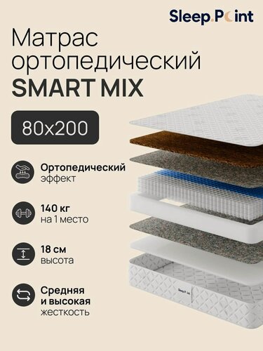 Изображение товара Sleep.Point Матрас SMART MIX 80х200, ортопедический, пружинный