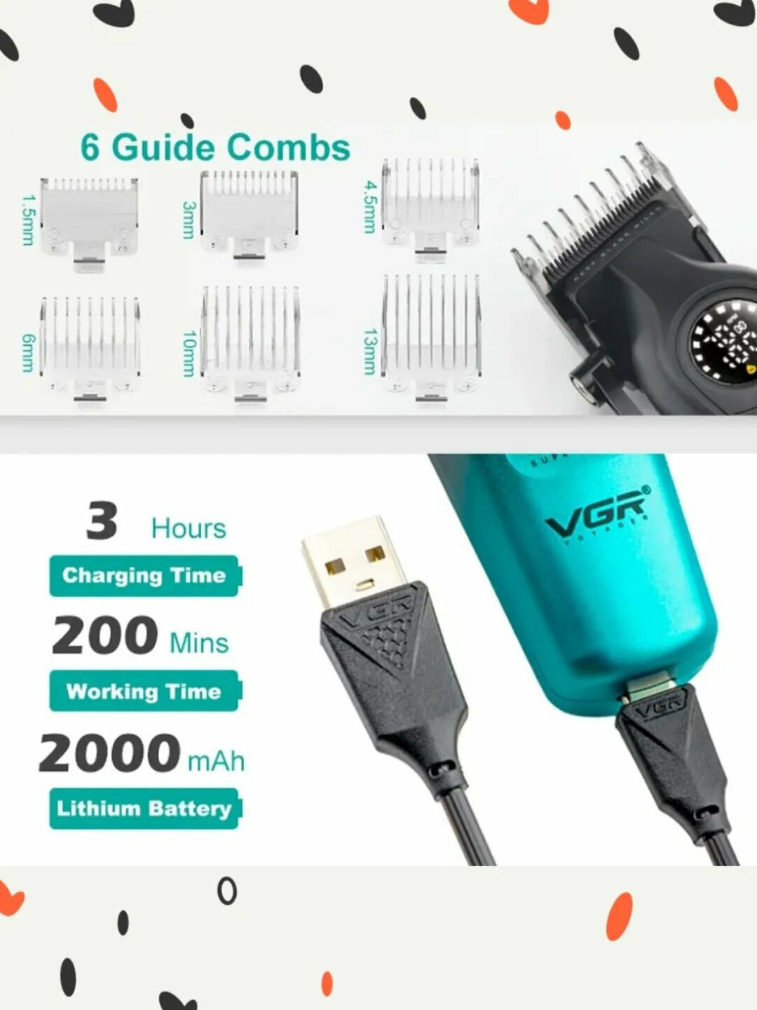 Профессиональный набор для стрижки волос, 2 в 1 для профессиональных барберов от "VGR" — фото 1