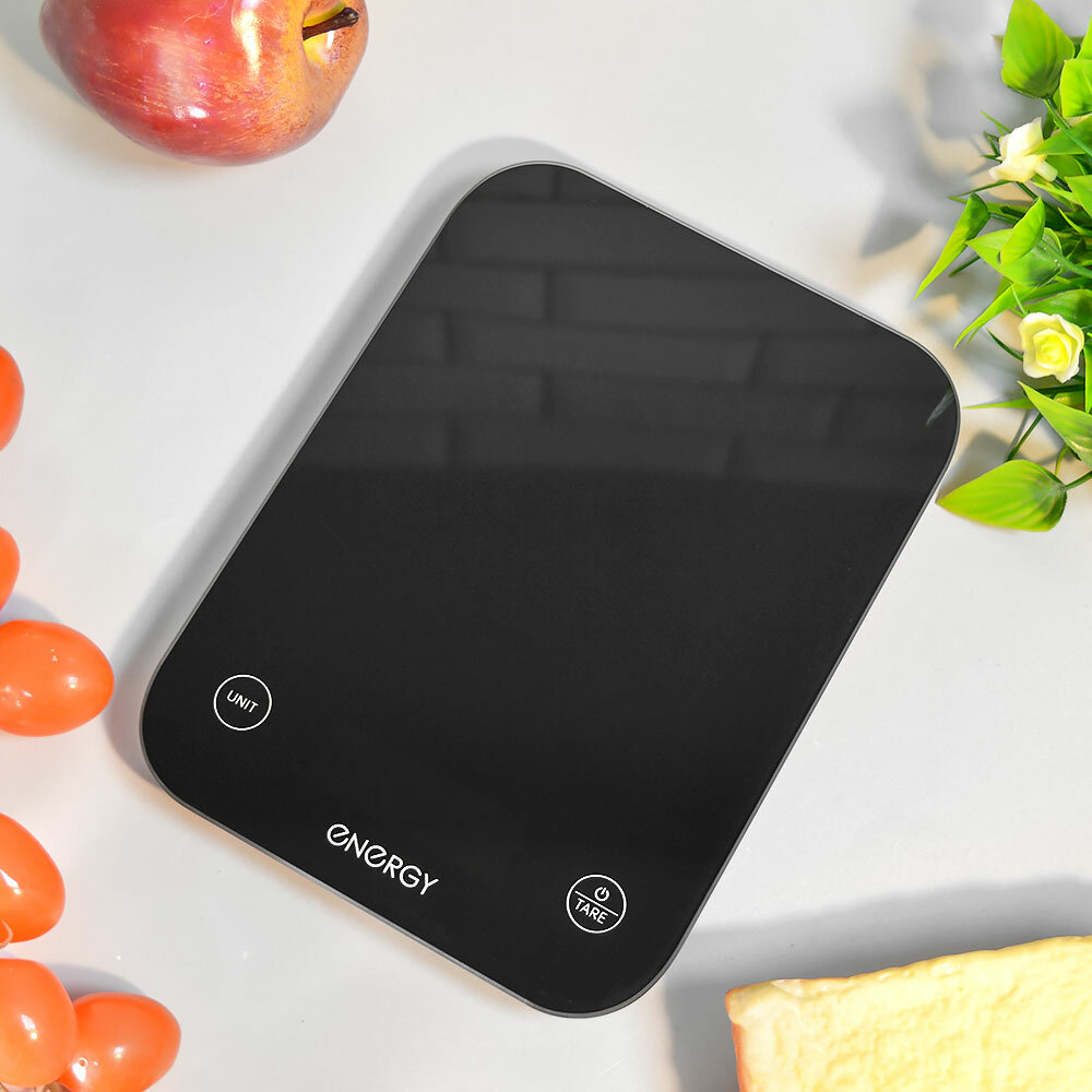 Весы кухонные электронные Energy EN-434, до 10 кг, стекло, черные