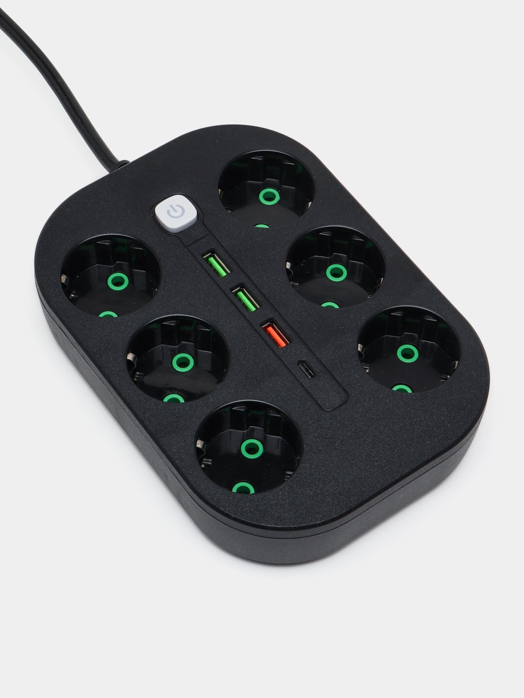 Электрический удлинитель, сетевой фильтр, 3 порта USB, 6 розеток, Type-C — фото 1