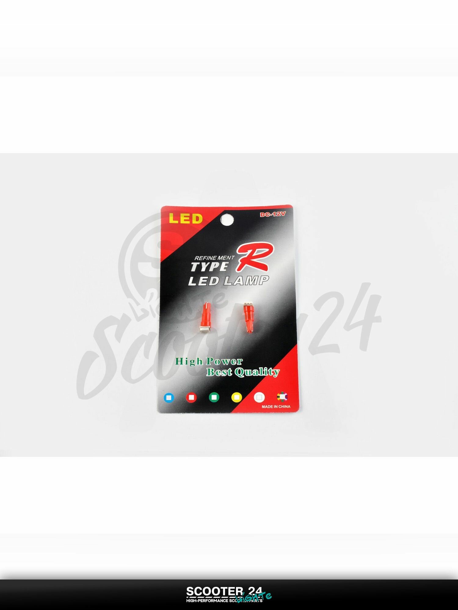 Лампа фары диодная для мототехники универсальная T5 (пара) (красная, 1 кристалл) "TYPE-R"