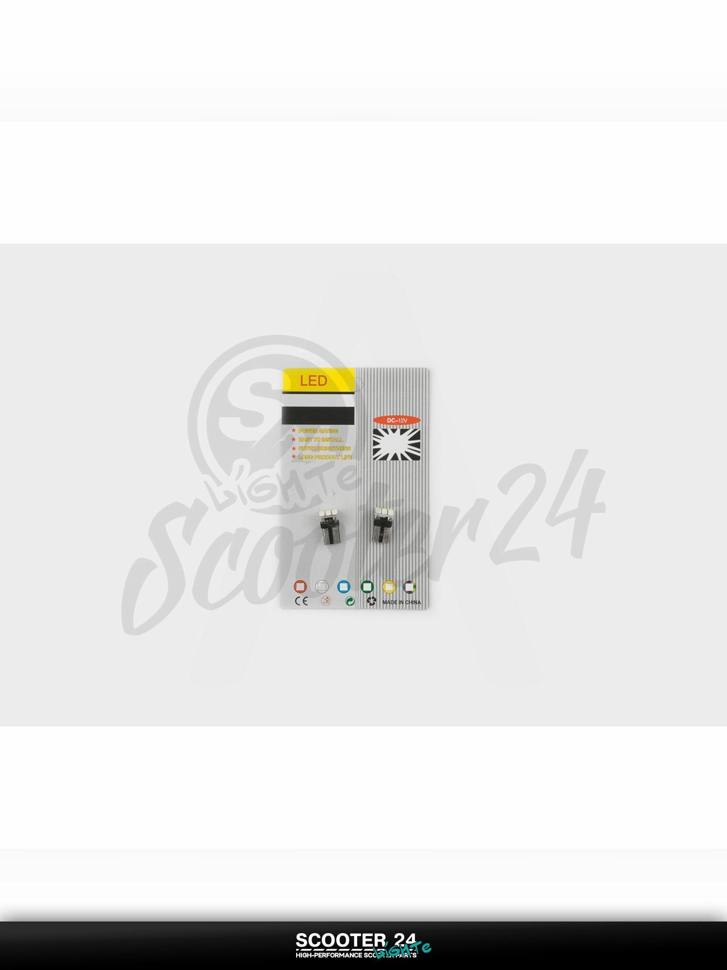 Лампа фары диодная для мототехники универсальная T10 (пара) (белая, 12 кристаллов) "TYPE-R"