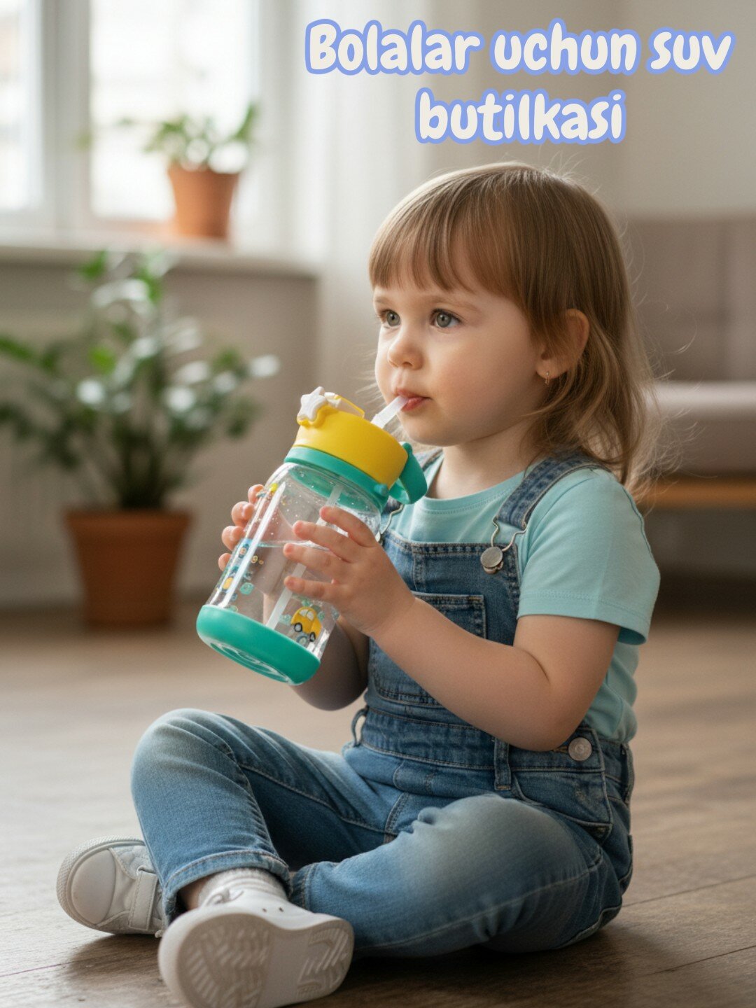 Бутылочка для воды детская «Панда», пластиковая, с трубочкой, Детская бутылочка, бутылочка для мальчиков и девочек.