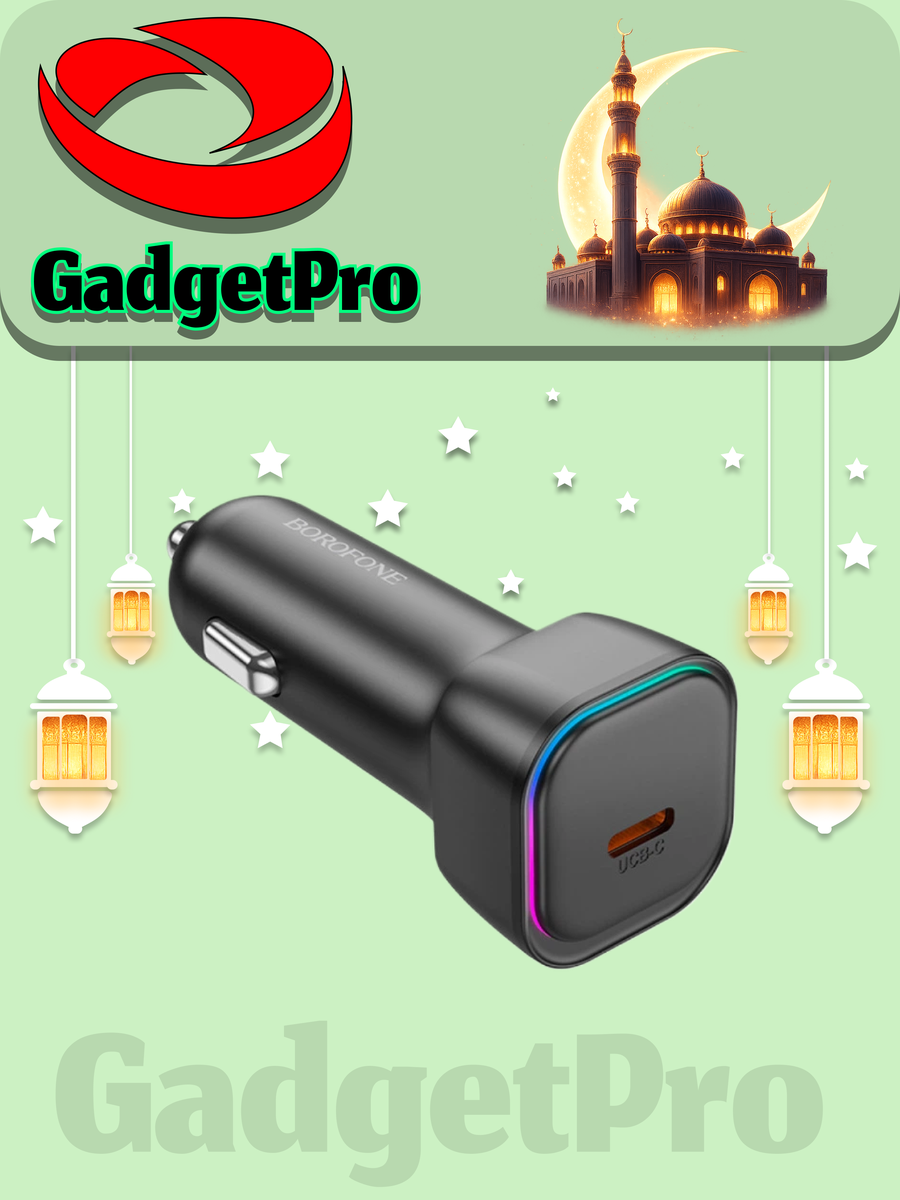 Автомобильное зарядное устройство BOROFONE BZ28 с кабелем Type-C - Lightning, чёрный, быстрое ЗУ