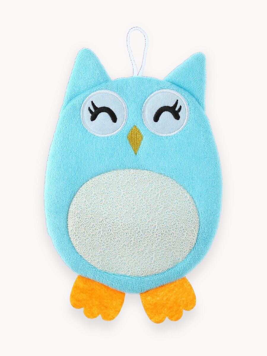 Мочалка-рукавичка ROXY-KIDS "Baby Owl", махровая, для купания, хлопок