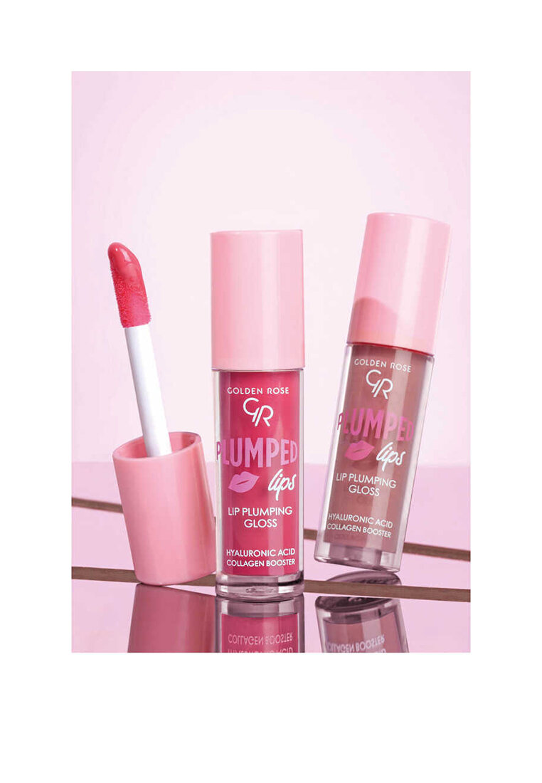 Блеск для губ Golden Rose "PLUMPED LIPS PLUMPING GLOSS", для объема и увлажнения, с перем и имбирем — фото 1