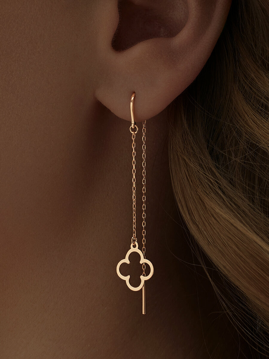 Серьги цепочки Ювелир Карат, серебро, 925 проба, золочение, размер 13 мм, длина 6.5 см, , золотистый