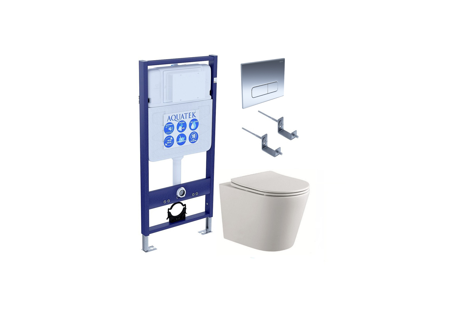 Комплект инсталляция Aquatek Standart INS-0000012 + унитаз Вега AQ1904-00 с сиденьем микролифт Акватек - фото №1