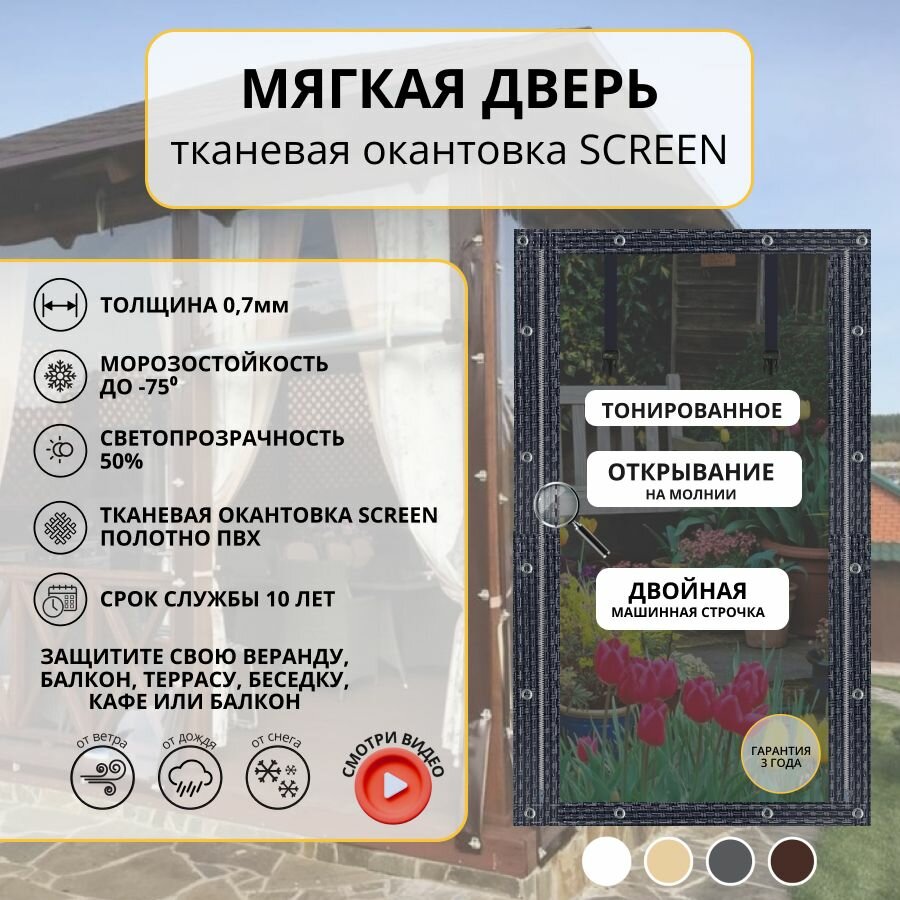210см*120см -МягкаяДверь из ПВХ (тканевая окантовка SCREEN)