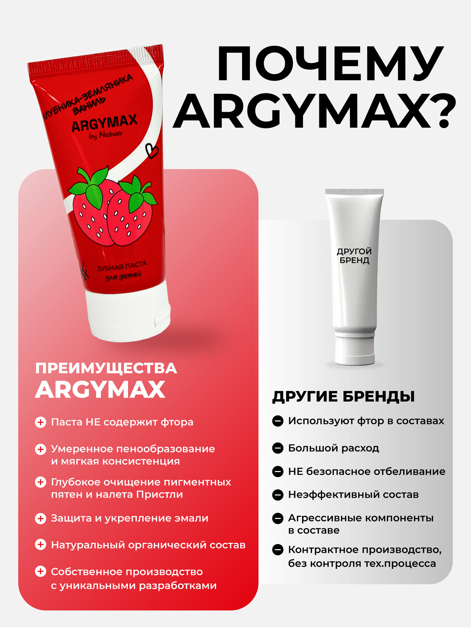 Изображение ARGYMAX by Nechaev Детская зубная паста без фтора, 60 мл