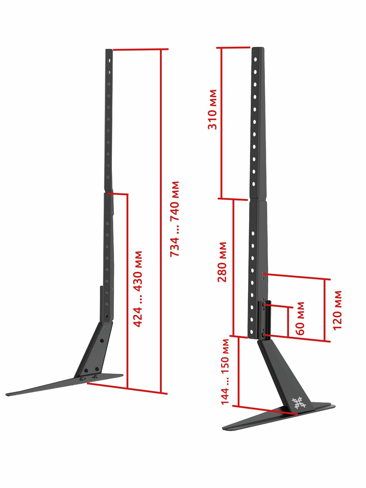 Подставка для телевизора, монитора универсальная UNITEKI ST003N, ножки на стол, 23-75", черная, 35144 — фото 1
