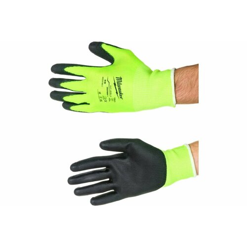 фото Перчатки milwaukee hi-vis cut level с уровнем сопротивления к порезам.