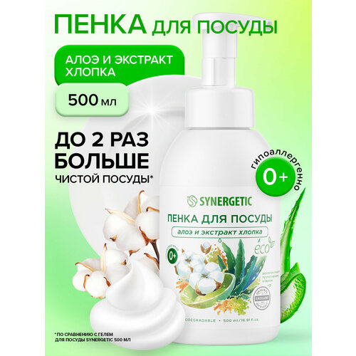 фото Биоразлагаемая гипоаллергенна пенка для детской посуды с экстрактом хлопка synergetic