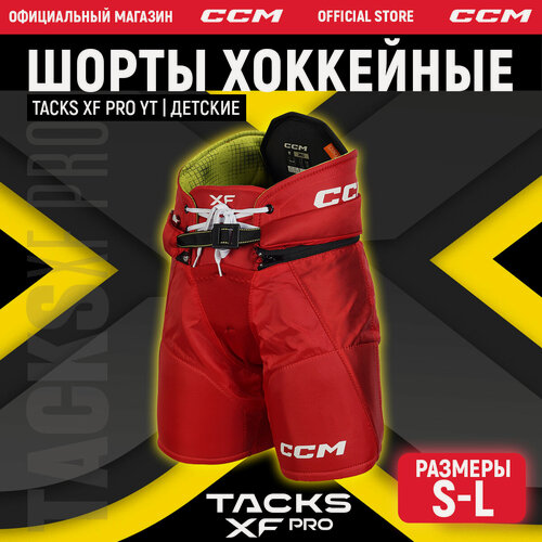 Изображение товара Шорты хоккейный CCM HP TACKS XF PRO YT, профессиональные, детские, цвет: красный, размер S (обхват талии 51-55 см)