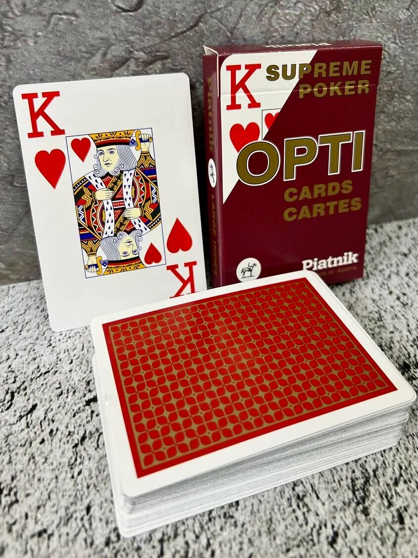 Игральные карты "Опти Покер", красная рубашка, 54 листа
