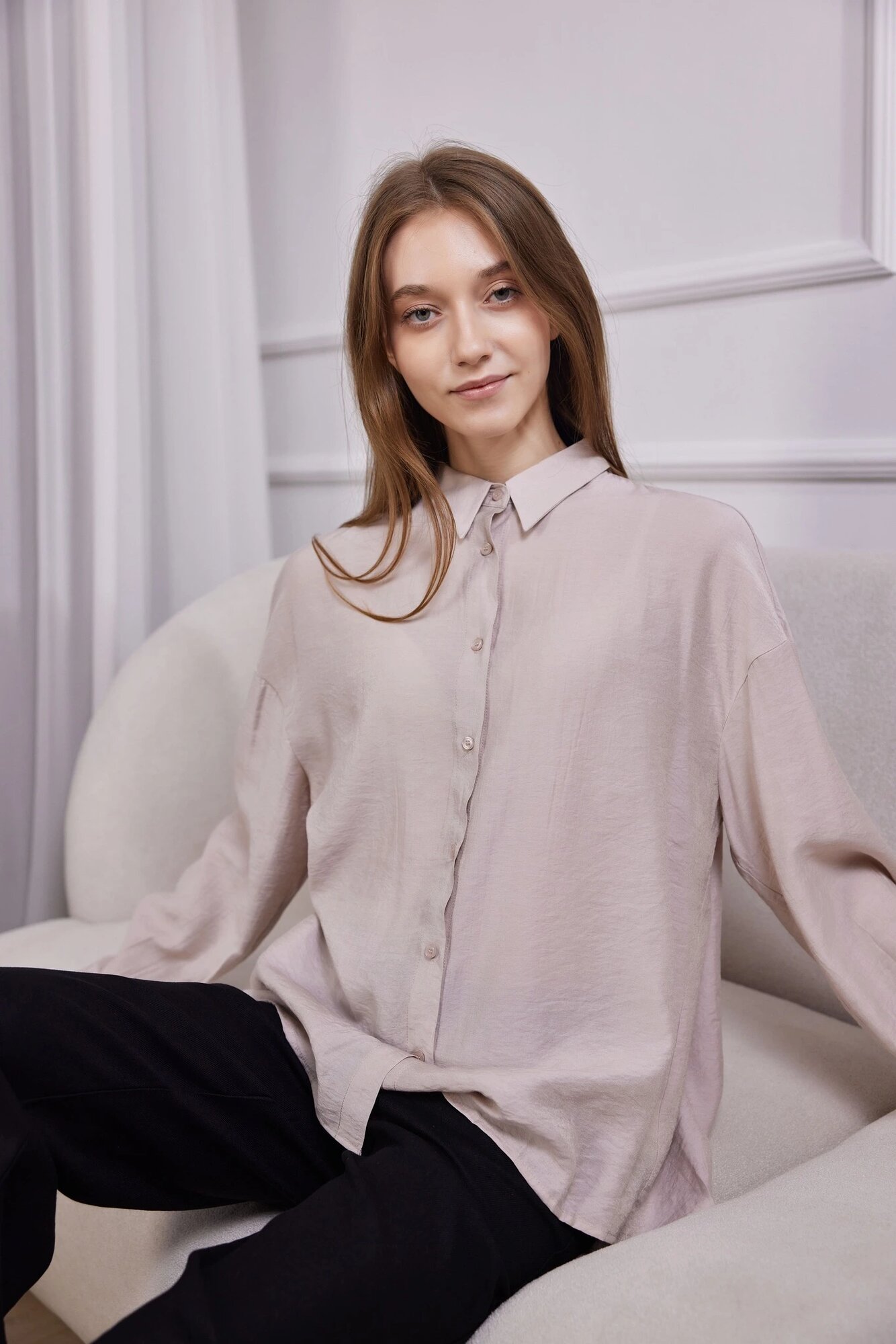 Рубашка Selfie, размер M, бежевый — фото 1