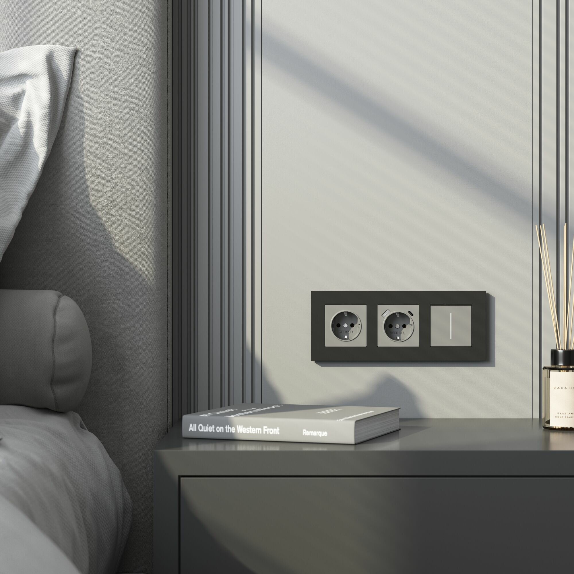 Рамка на 3 поста Werkel Slab (Черный soft) — фото 1