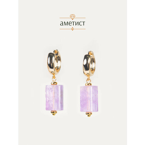 фото Серьги с подвесками brandlove, аметист, размер 36 мм