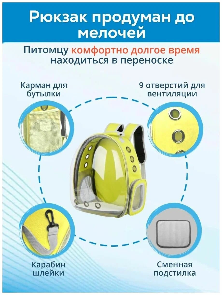 Изображение Рюкзак переноска для кошек и собак с панорамным иллюминатором / Рюкзак переноска для животных