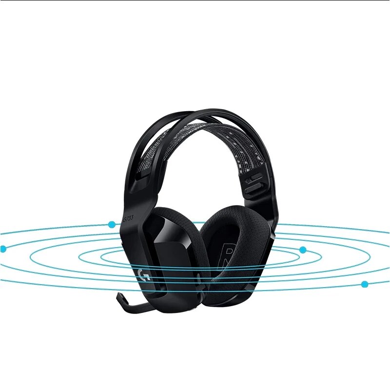 Беспроводные наушники Logitech G733 LIGHTSPEED RGB DTS X2.0 7.1, сверхлегкие наушники с объемным звуком для ПК и геймеров, black