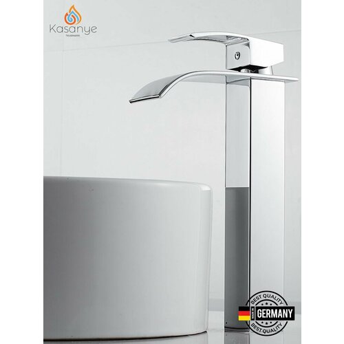 Высокий смеситель для накладной раковины Kasanye Basin Faucet 888LO, из латуни, серебряный хром
