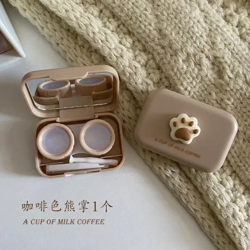 MOONBIFFY Футляр для линз с кошачьей лапкой coffee bear Женский