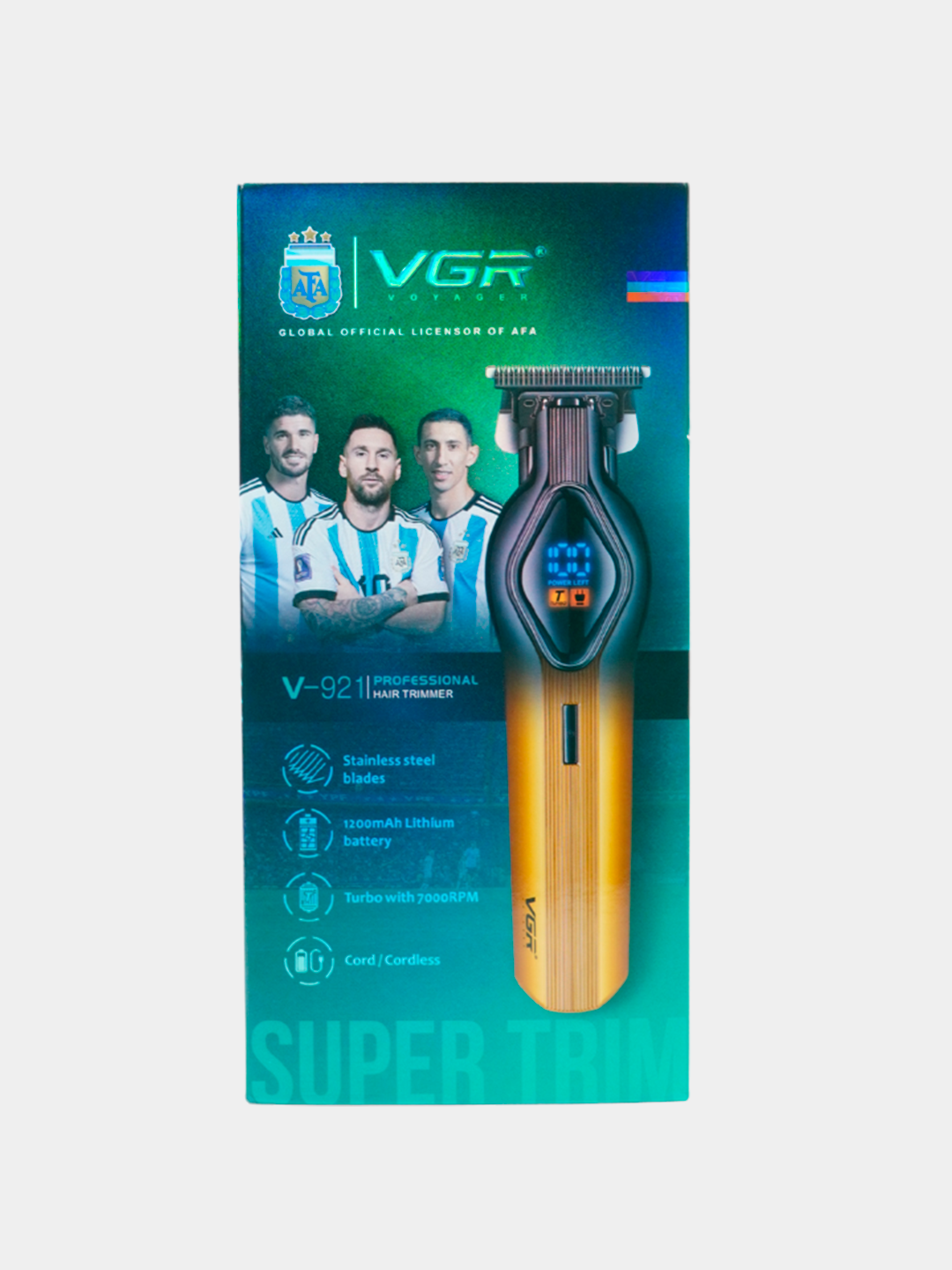 Машинка для стрижки волос VGR , Li-ion аккумулятор, дорожная блокировка, синяя/черная — фото 1