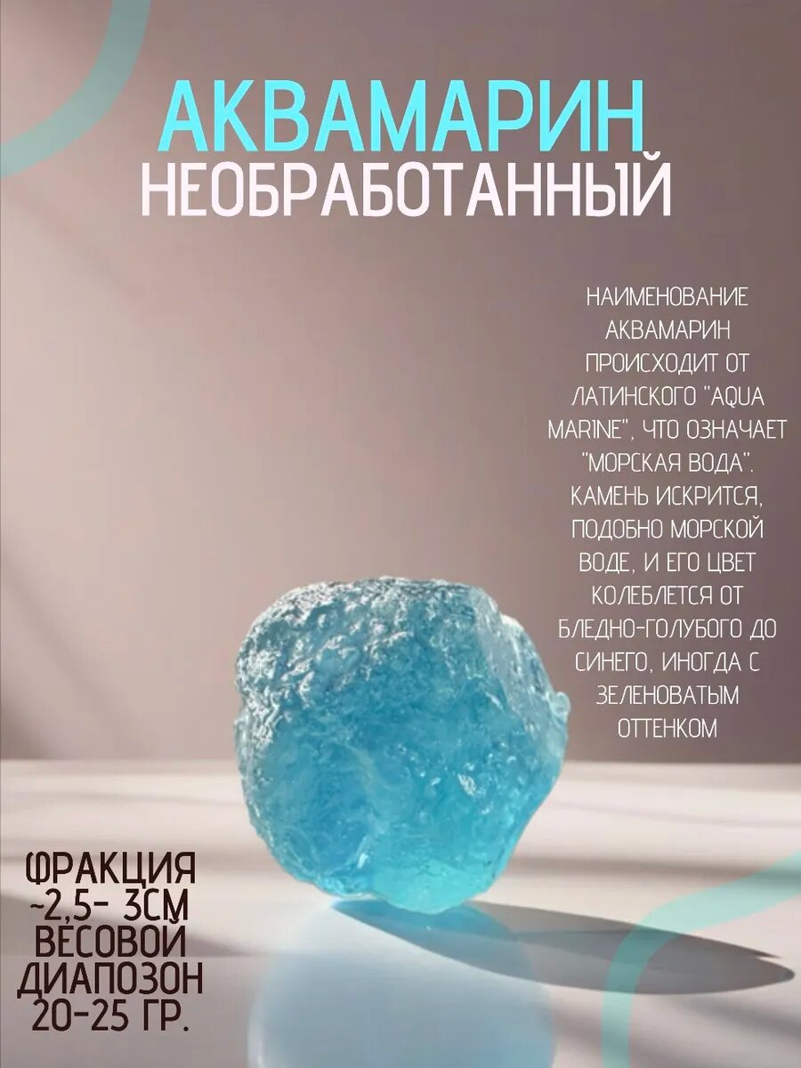 Натуральный необработанный камень аквамарин