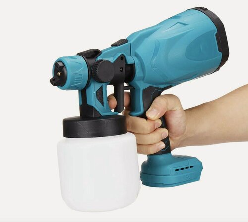 Изображение товара Краскопульт аккумуляторный, с двумя аккумуляторами, 18В, 800мл