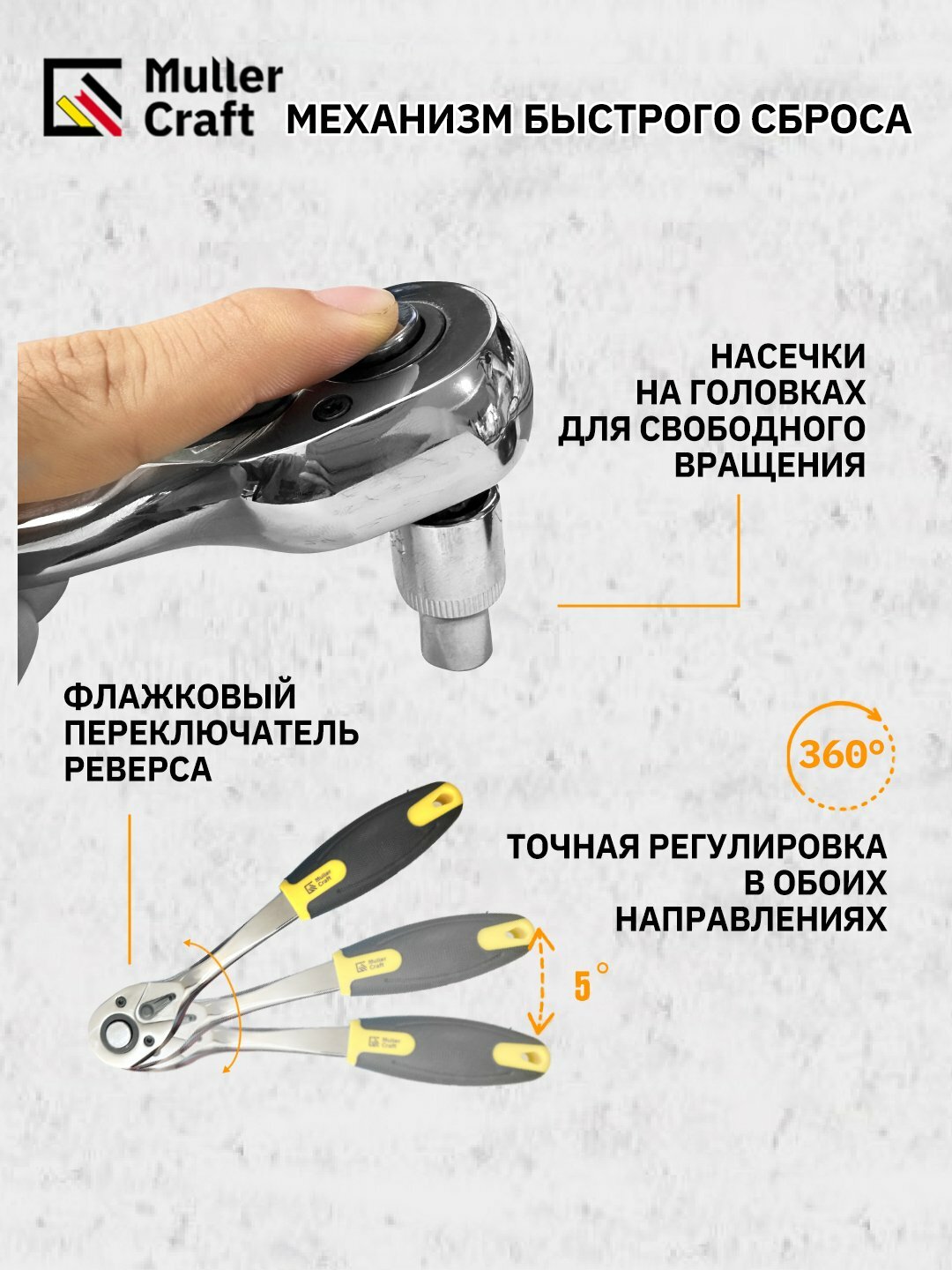 Набор инструментов Muller Craft, 121-предметов с трещоткой и с кейсом — фото 1