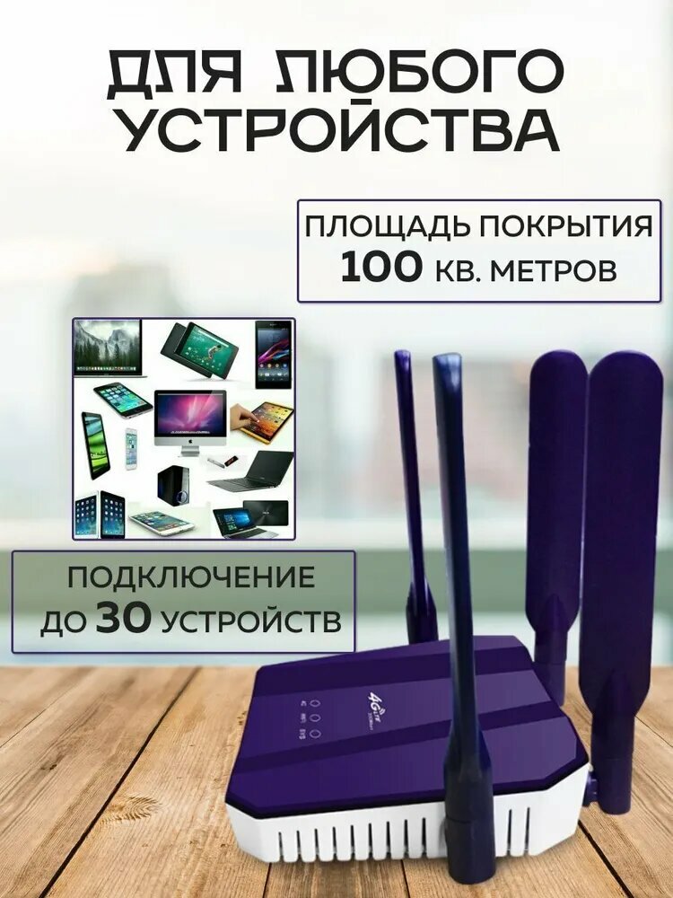 Роутер Wi-Fi 4G вайфай с внешними антеннами, модем с поддержкой сим карты — фото 1