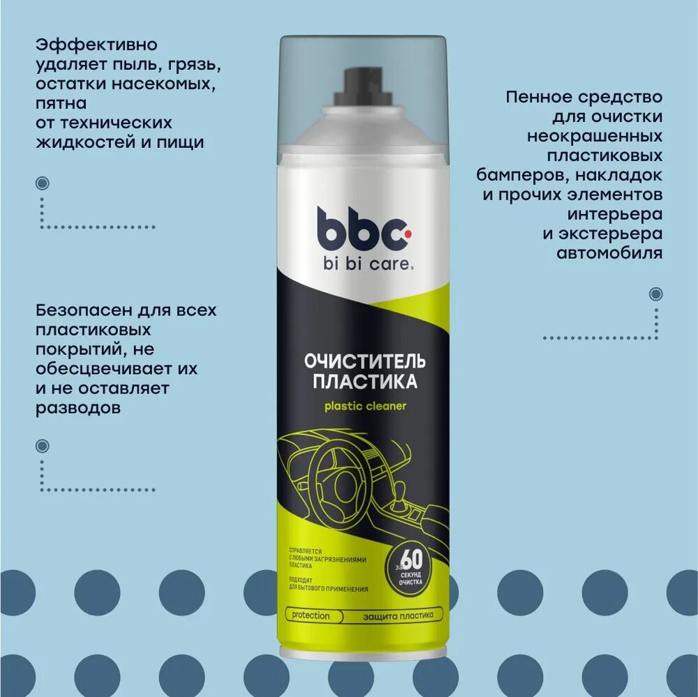 Очиститель пластика BiBicare 4019 | удаляет пыль, грязь, остатки насекомых, пятна — фото 1
