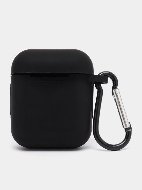 Чехол для наушниковЧёрного цвета Apple AirPods 2, силикон, защита от повреждений — фото 1