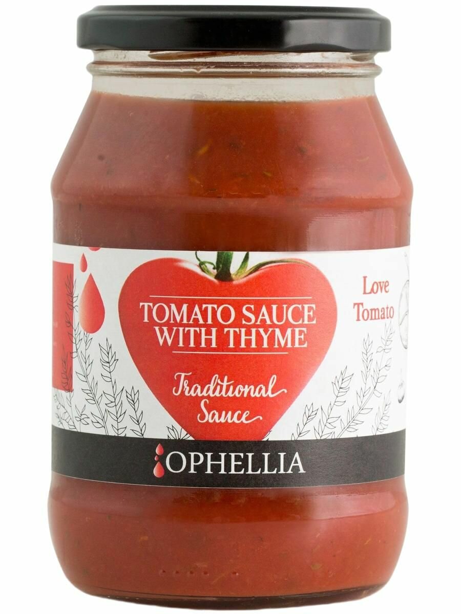 Томатный соус Ophellia, с тимьяном, для пиццы, для пасты, неострый, в стеклянной банке, 430 г