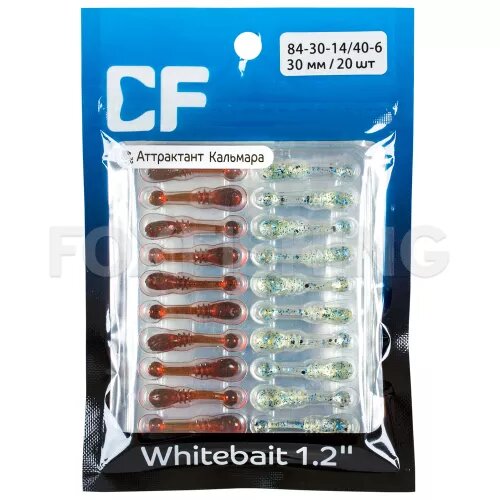 Силиконовая приманка CF Whitebait 1.2" 84-30-14/40-6 3см. 20шт.