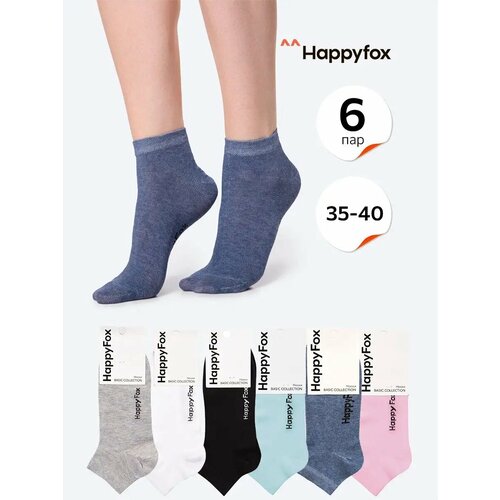 фото Носки happyfox для женщин, комплект, 6 пар, размер 25-27, мультиколор