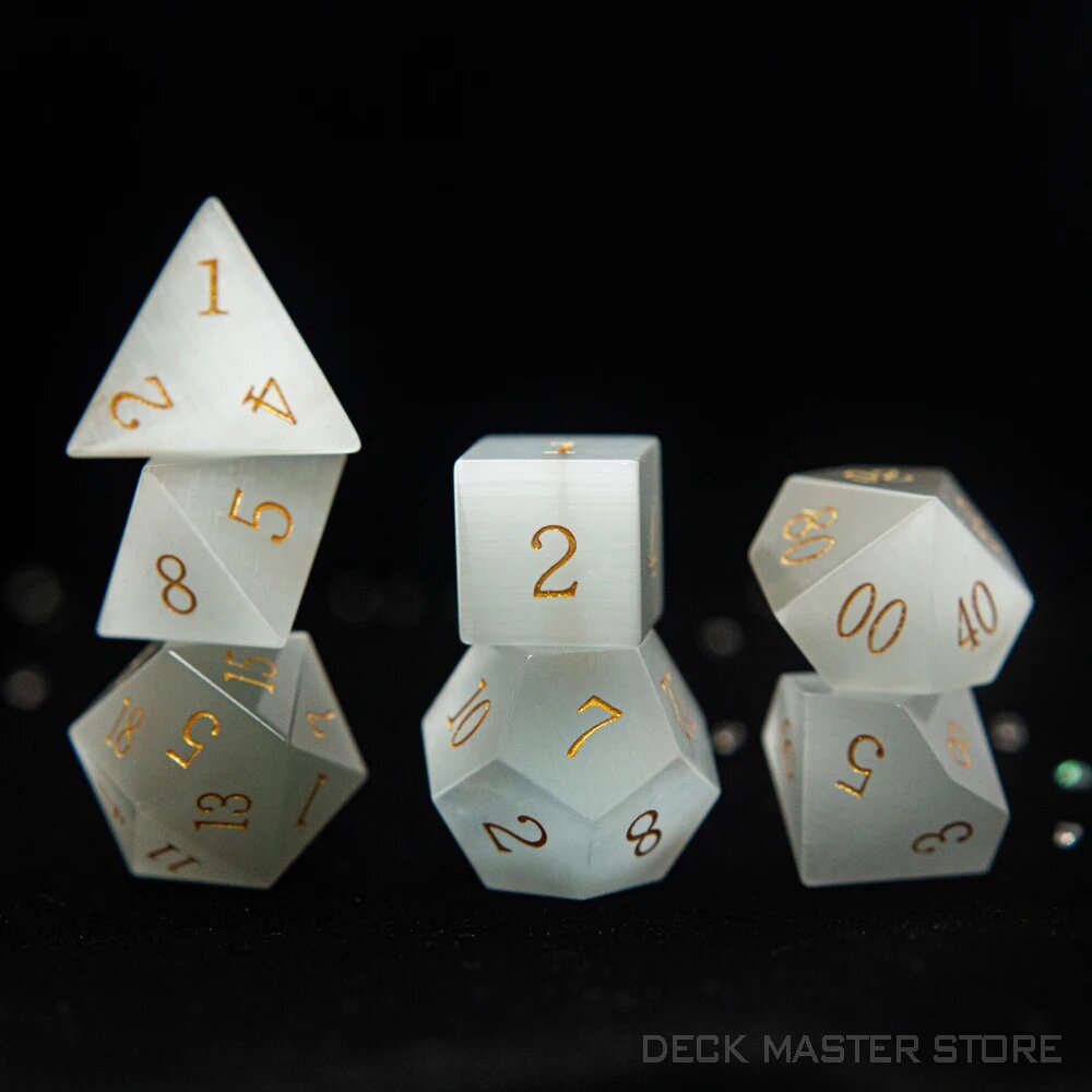 KINGSHIELD набор многогранных костей для настольных игр 7 шт, Silver Grey Cat Eye