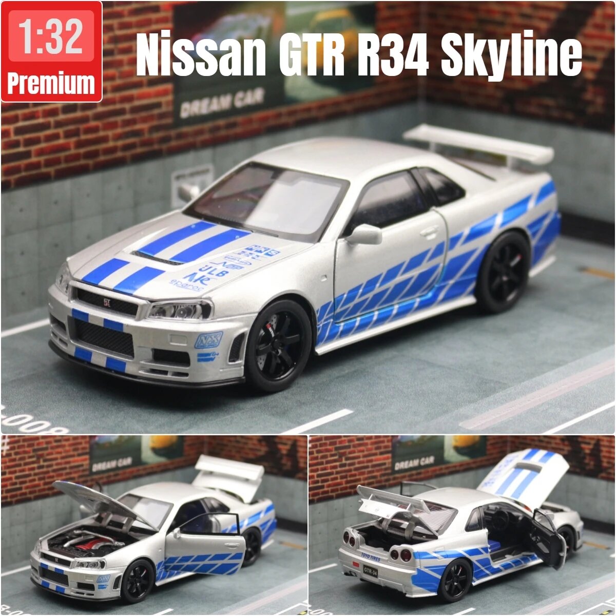 Машинка ChiYuan Fast and Furious "Nissan GT-R34 Skyline" 1:32