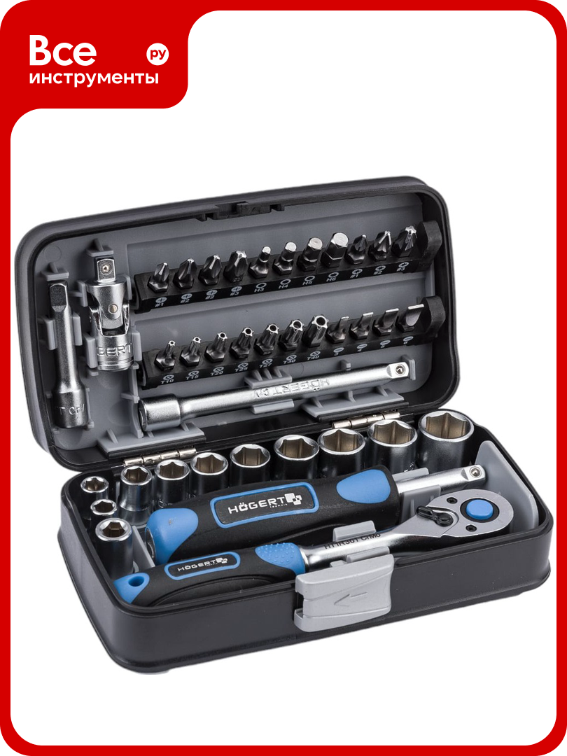 Набор инструментов HOEGERT TECHNIK 38 шт 1/4 HT1R462