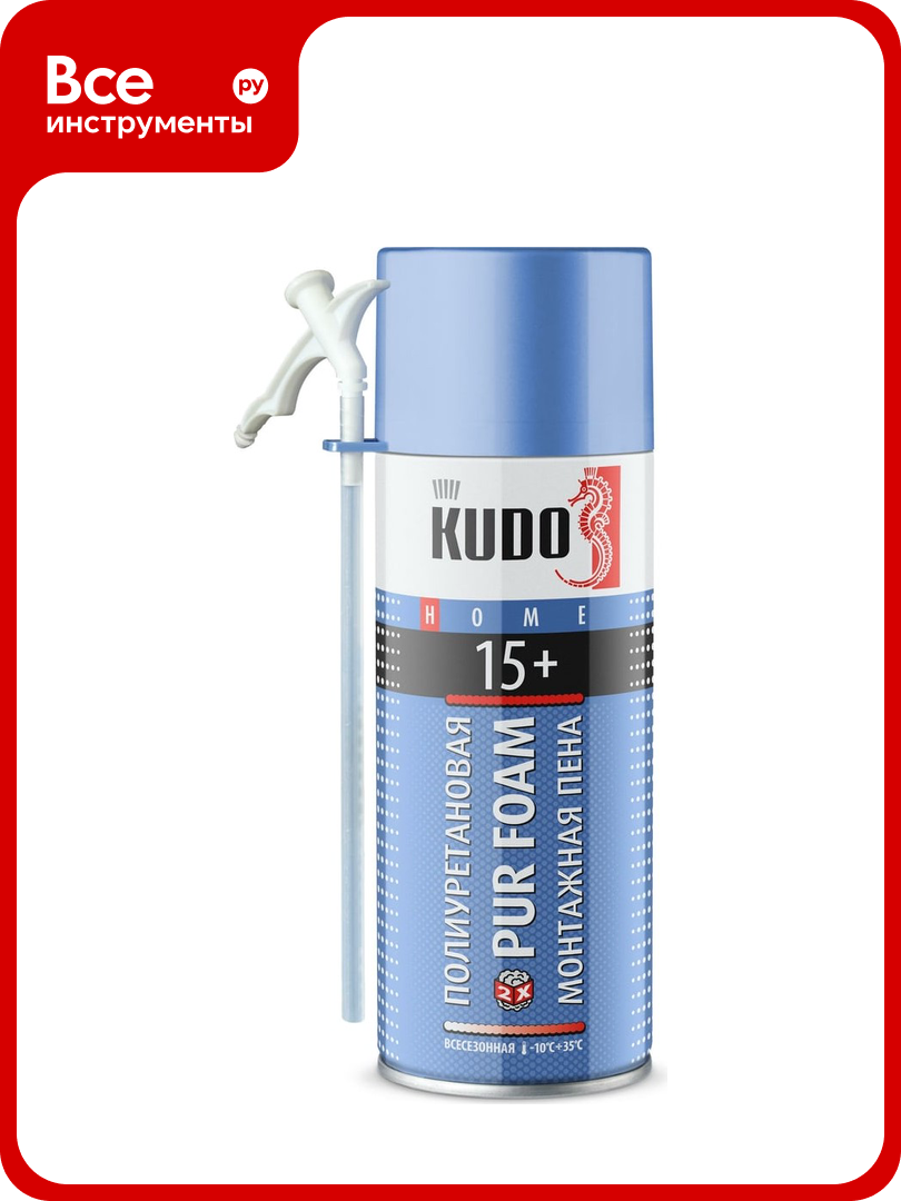 Полиуретановая монтажная бытовая всесезонная пена KUDO HOME 15+ 520 мл KUPH05U15+