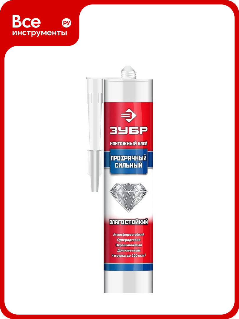 Суперсильный монтажный клей ЗУБР Эксперт 300 мл прозрачный 41332