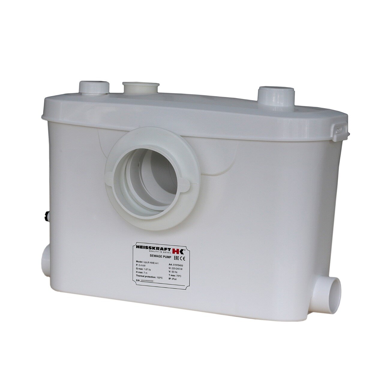 Канализационная установка Heisskraft UpLift HWE 4-1 0.4 кВт 1x230 В 2.5 A кабель 1.8 м